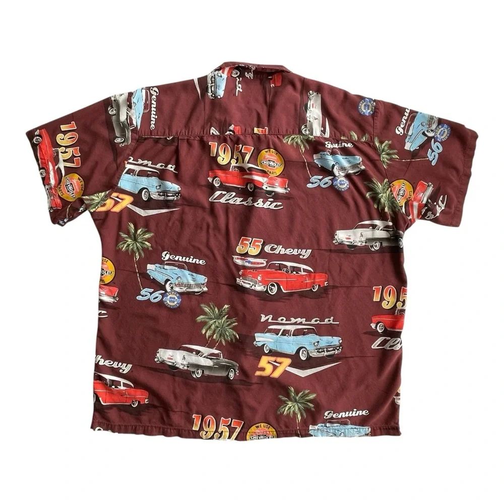Vintage Paradise Found Men's GM‎ 57 Chevy Hawaiian Camp Shirt